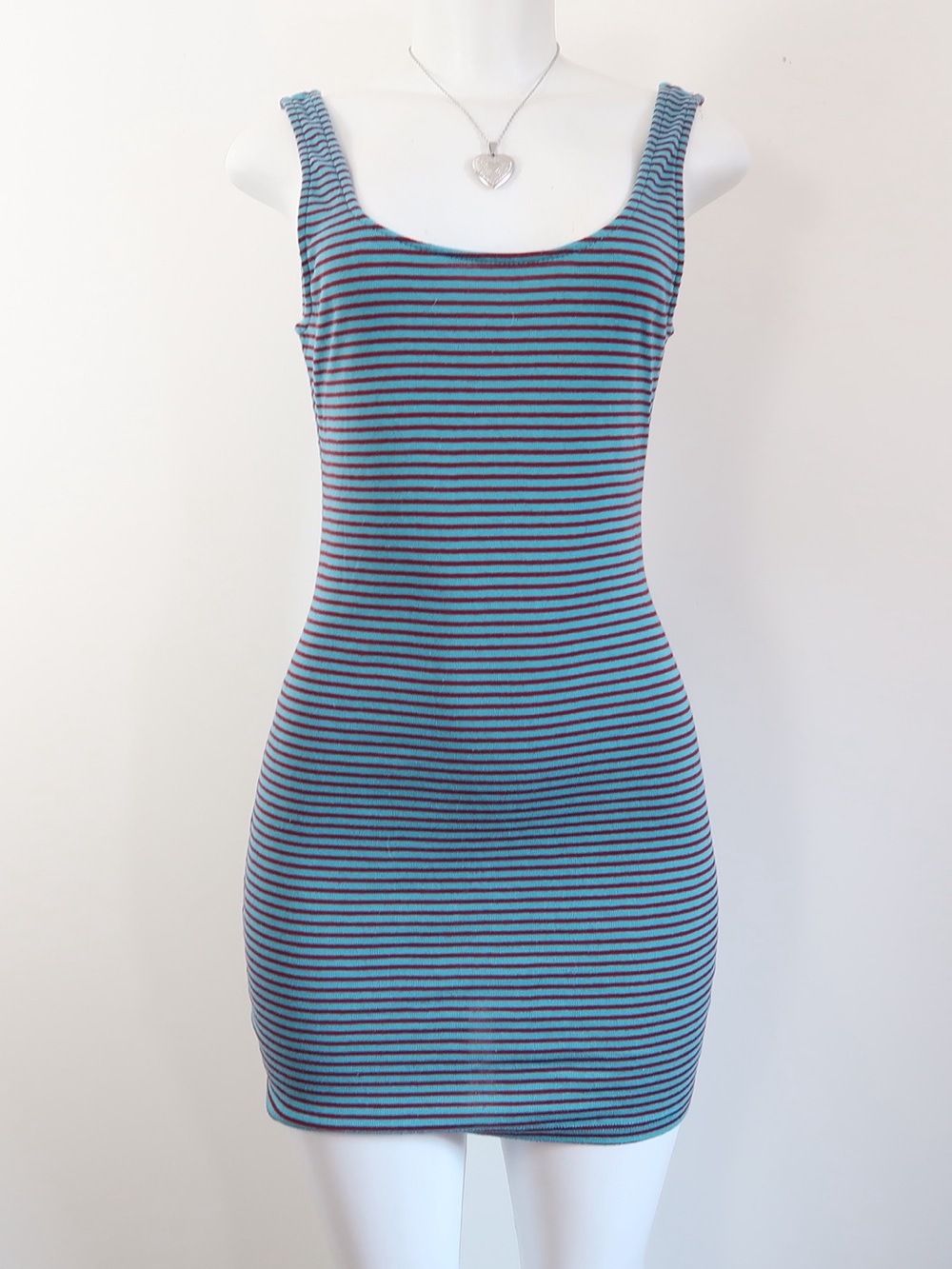 Cosabella Blue and Black Striped Ribbed Tank Mini Dress